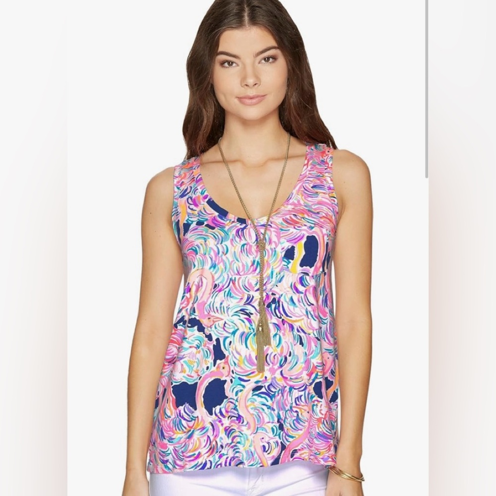 Lilly Pulitzer NWT Crayton tank in Pelican pink head in the sand print size L
